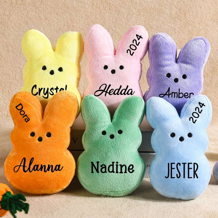 Personalized Easter Peeps,Easter Bunny Plush Peep,Easter Basket Filler,Easter Bunny with Name,Personalized Easter Gift for Kids Boy Girl
