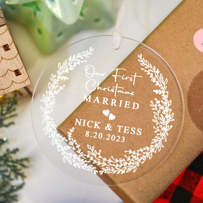 Personalized Married Ornament - Mr & Mrs - Our First Christmas - Gift for the Couple