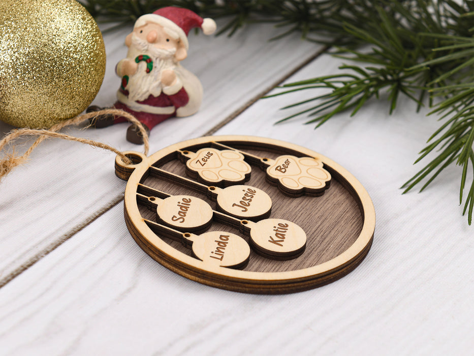 Personalized Family and Pet Ornament, People & Paw Print Christmas Gifts