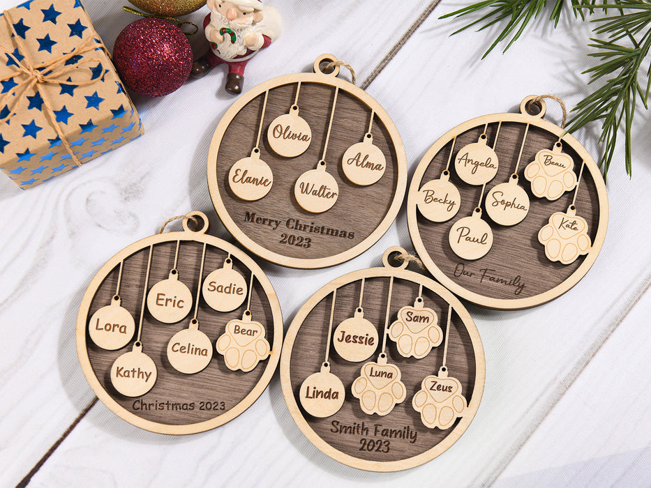 Personalized Family and Pet Ornament, People & Paw Print Christmas Gifts