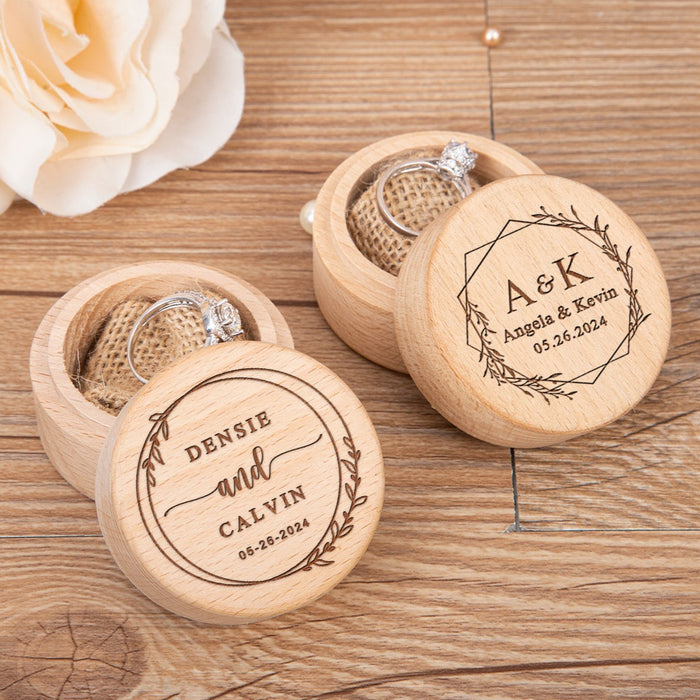 Engraved Wooden Ring Box For Wedding Ceremony - Personalized