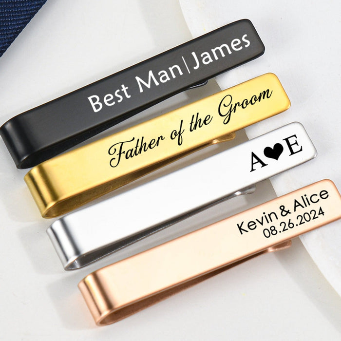 Custom Engraved Tie Clip, Personalized Gift for Groomsmen