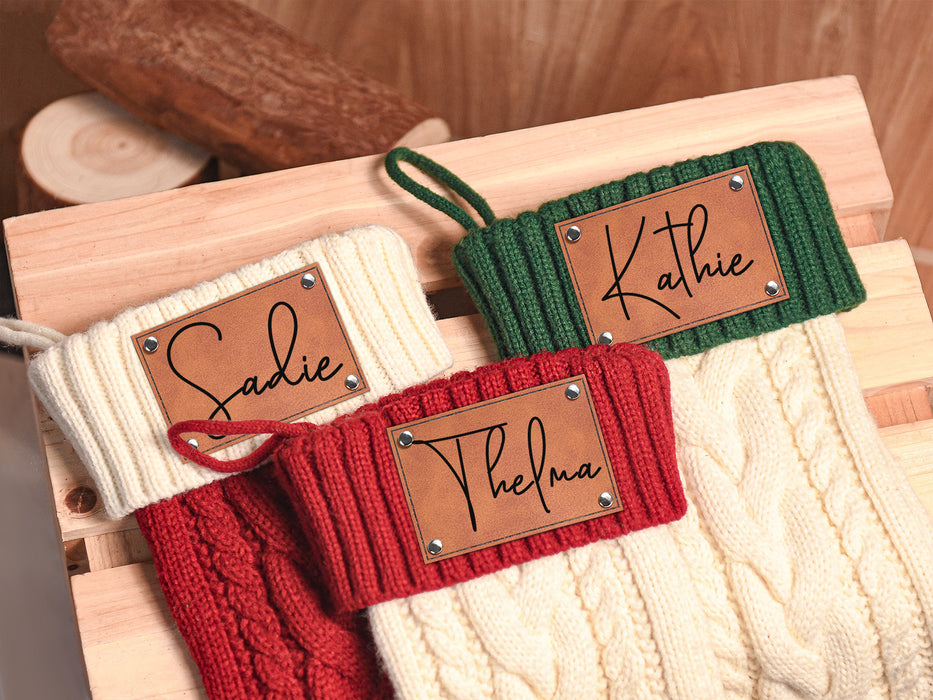 Cable Knit Personalized Christmas Stockings, Family Stocking with Name