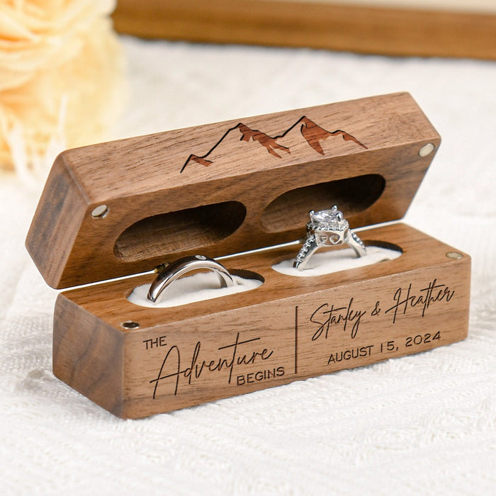 Personalized Wedding Ring Box,Slim Double Ring Holder