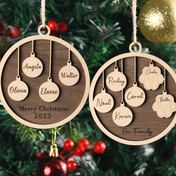 Personalized Family and Pet Ornament, People & Paw Print Christmas Gifts