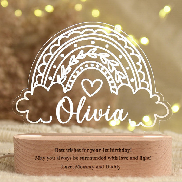 Personalized Baby Acrylic Night Light, Baby Room Decor