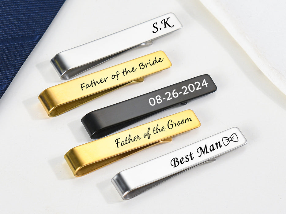 Custom Engraved Tie Clip, Personalized Gift for Groomsmen