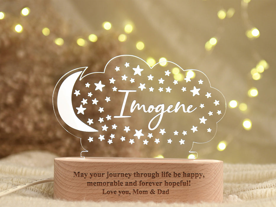 Personalized Baby Acrylic Night Light, Baby Room Decor