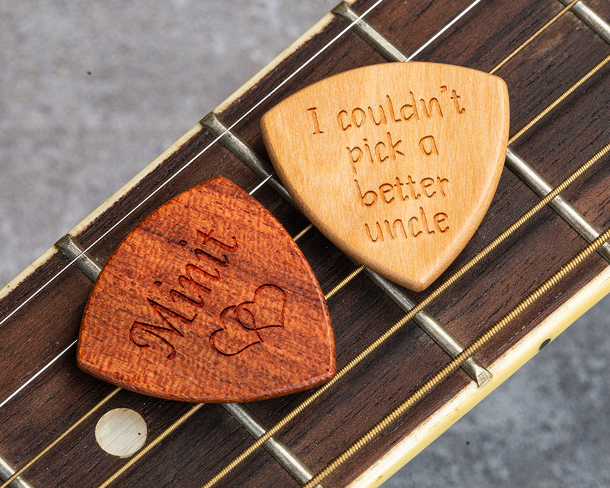 Custom Engraved Wood Guitar Pick, Personalized Gift for Musician