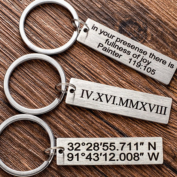 Stainless Steel Drive Safe Keychain, Personalized Gifts for Him