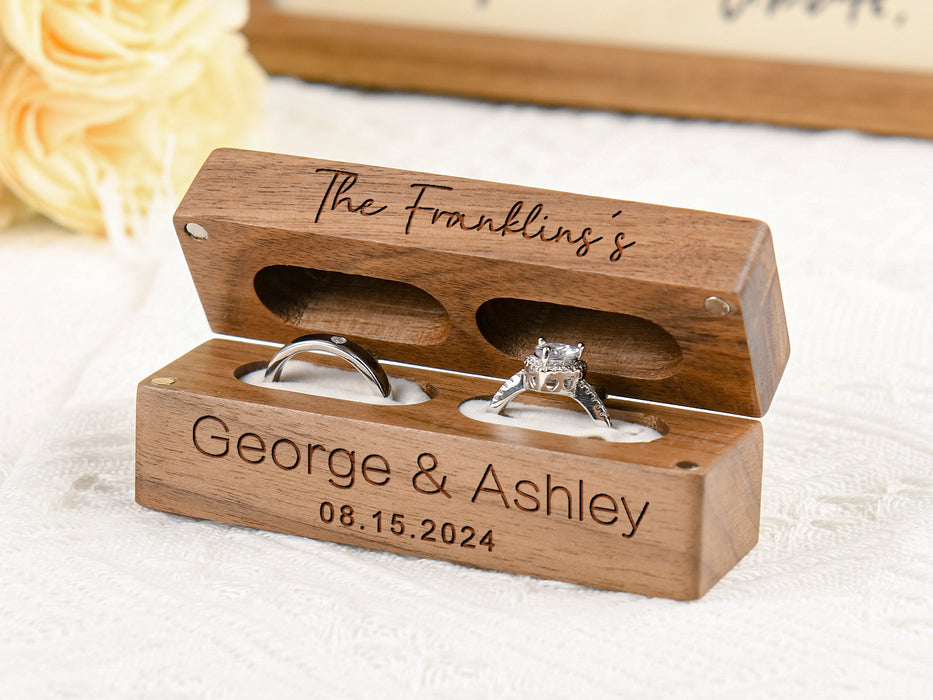 Personalized Wedding Ring Box,Slim Double Ring Holder