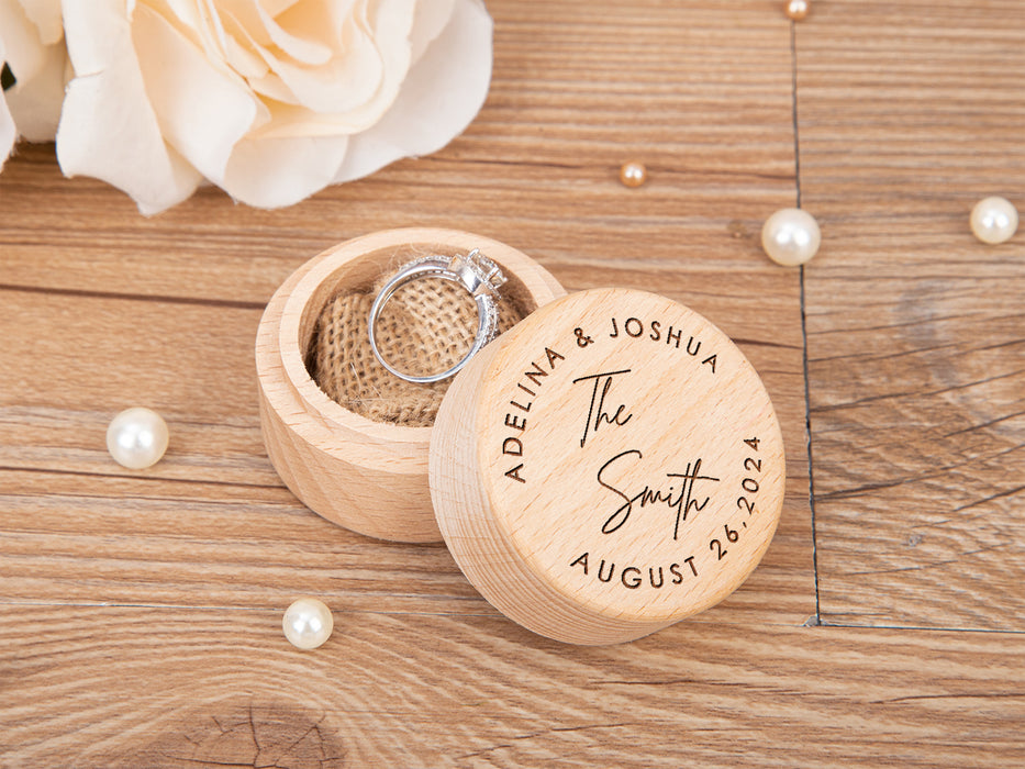 Engraved Wooden Ring Box For Wedding Ceremony - Personalized