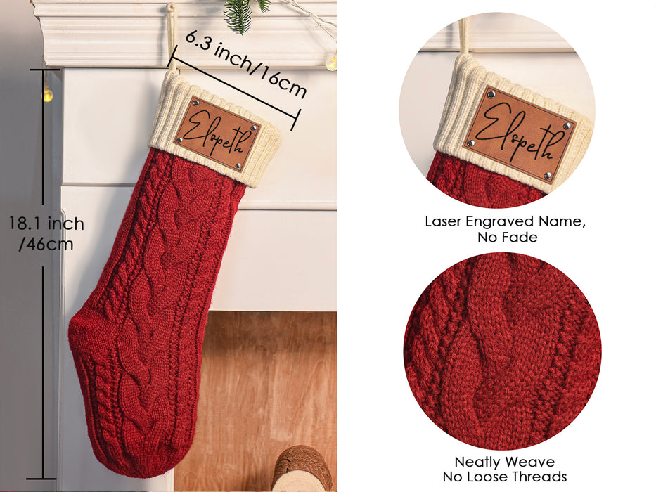 Cable Knit Personalized Christmas Stockings, Family Stocking with Name