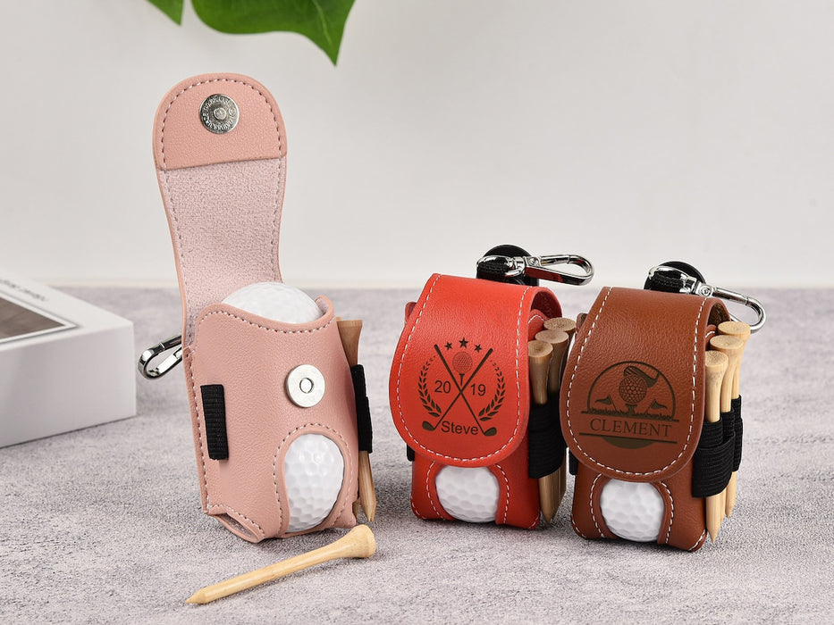 Personalized Golf Ball Bag, Mini Golf Ball Holder, Leather Golf Ball Bag, Stylish Pouch for Golf Balls, Tees Holder, Great Golf Gifts