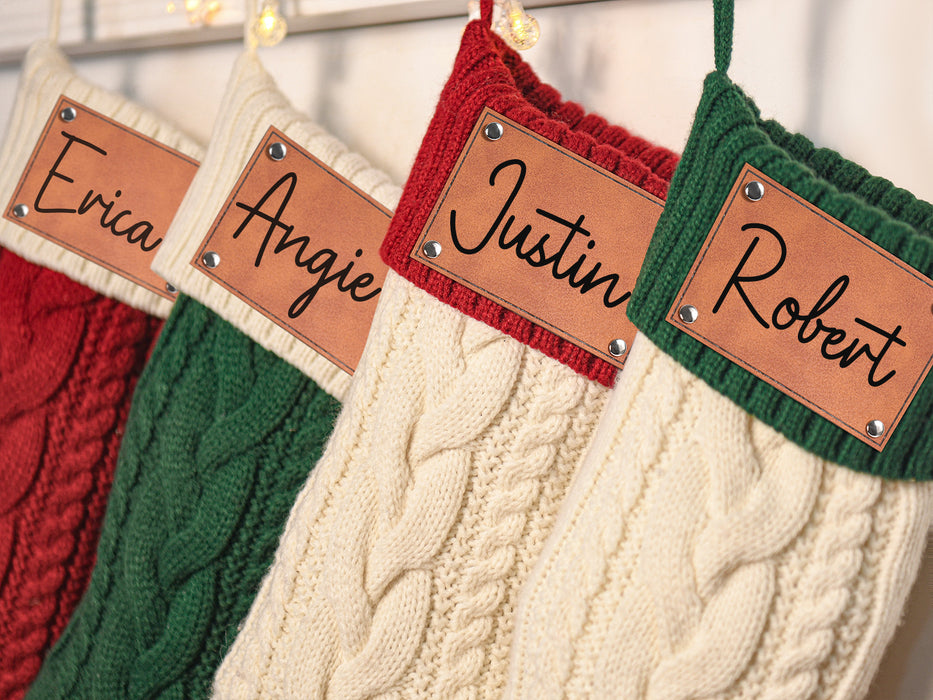 Cable Knit Personalized Christmas Stockings, Family Stocking with Name