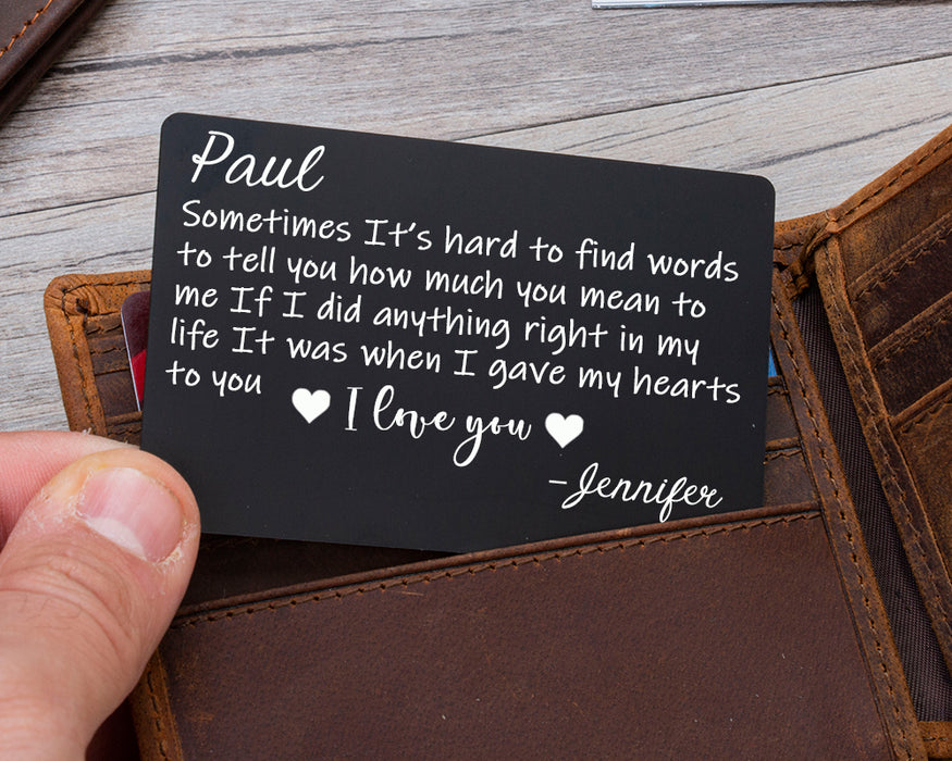 Personalized Metal Wallet Insert Card with Any Text