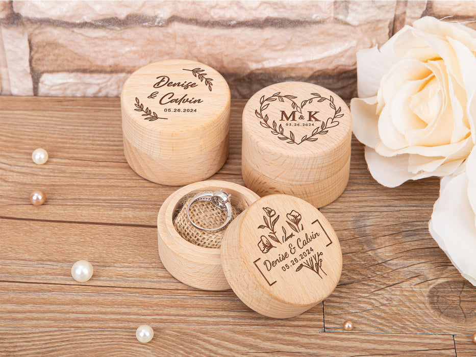 Engraved Wooden Ring Box For Wedding Ceremony - Personalized