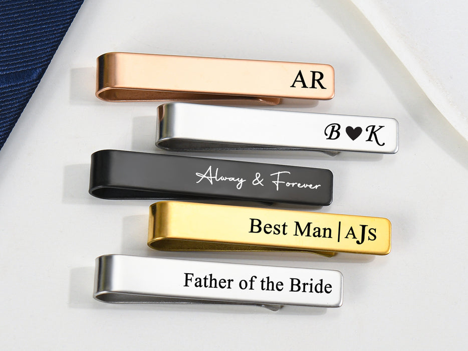 Custom Engraved Tie Clip, Personalized Gift for Groomsmen