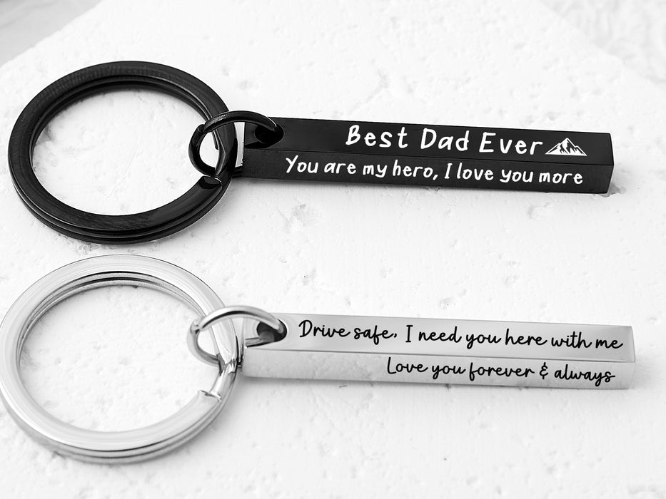 4 Sided Laser Engraved Bar Keychain for Boyfriend