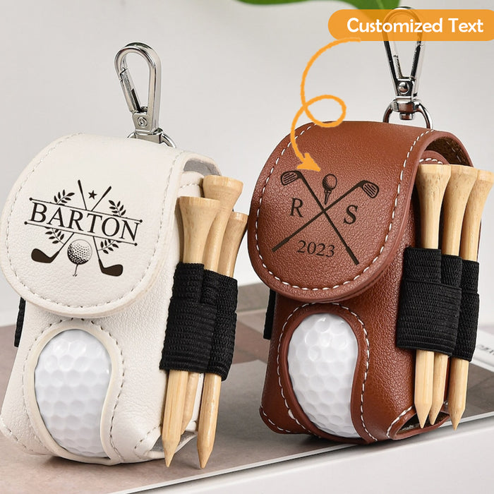 Personalized Golf Ball Bag, Mini Golf Ball Holder, Leather Golf Ball Bag, Stylish Pouch for Golf Balls, Tees Holder, Great Golf Gifts