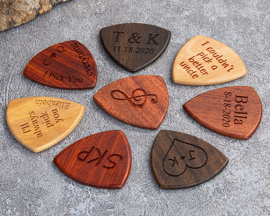 Custom Engraved Wood Guitar Pick, Personalized Gift for Musician