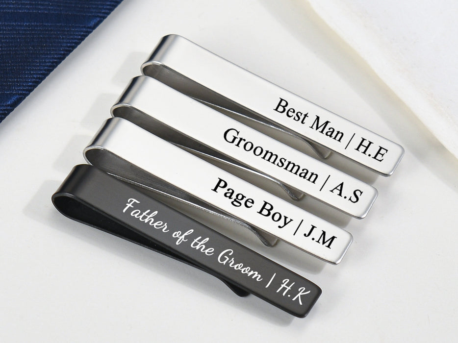 Custom Engraved Tie Clip, Personalized Gift for Groomsmen