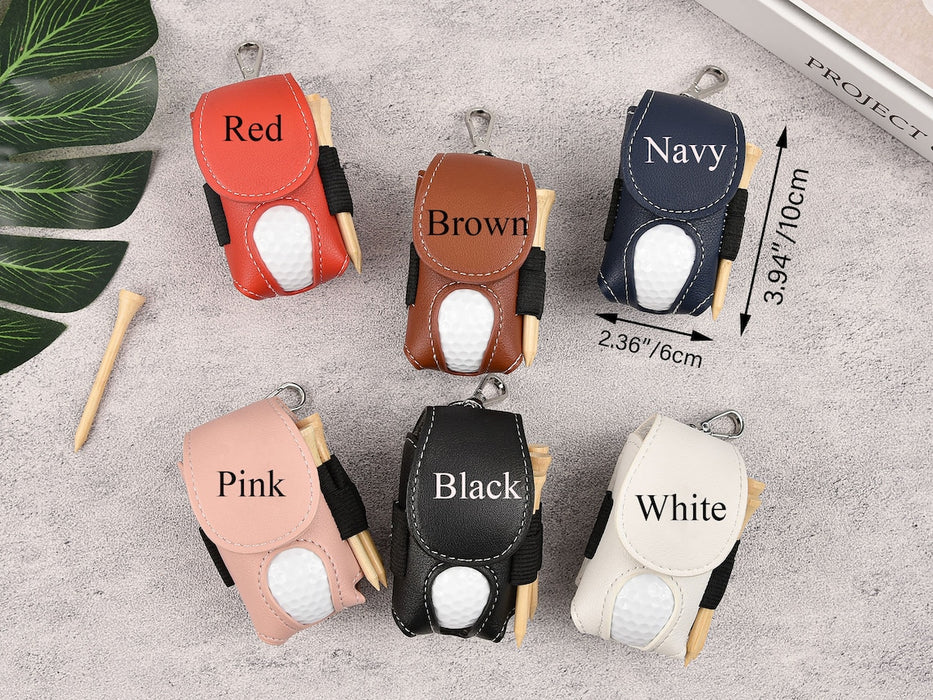 Personalized Golf Ball Bag, Mini Golf Ball Holder, Leather Golf Ball Bag, Stylish Pouch for Golf Balls, Tees Holder, Great Golf Gifts