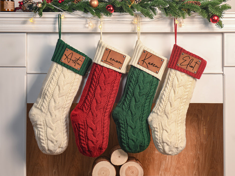 Cable Knit Personalized Christmas Stockings, Family Stocking with Name