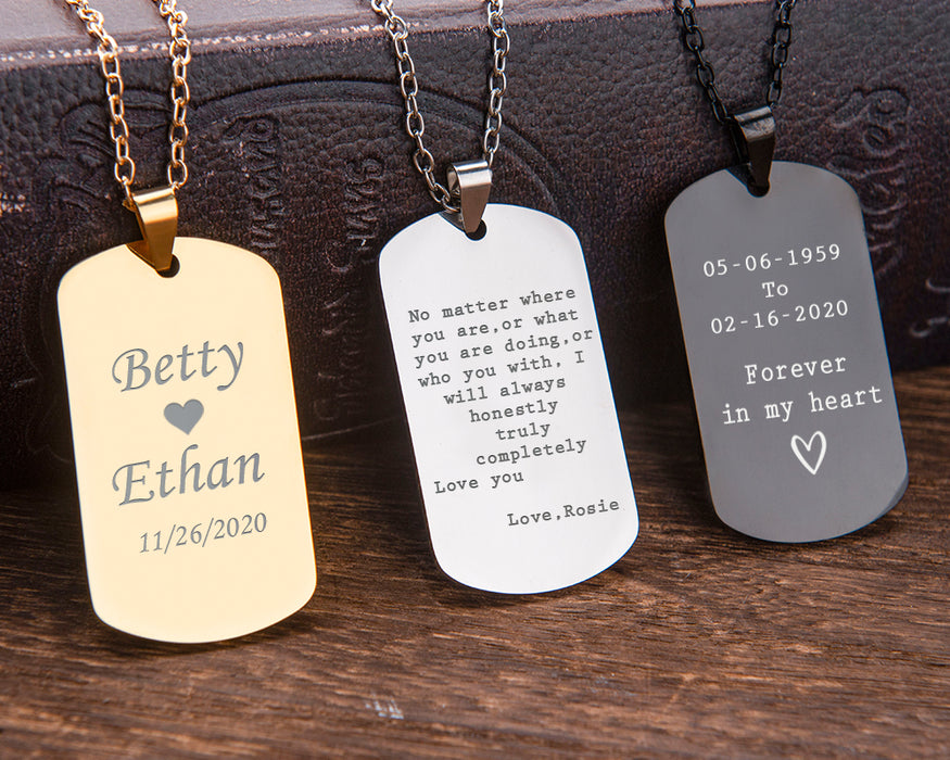 Personalized Dog Tag Necklace,Mens Military Necklace