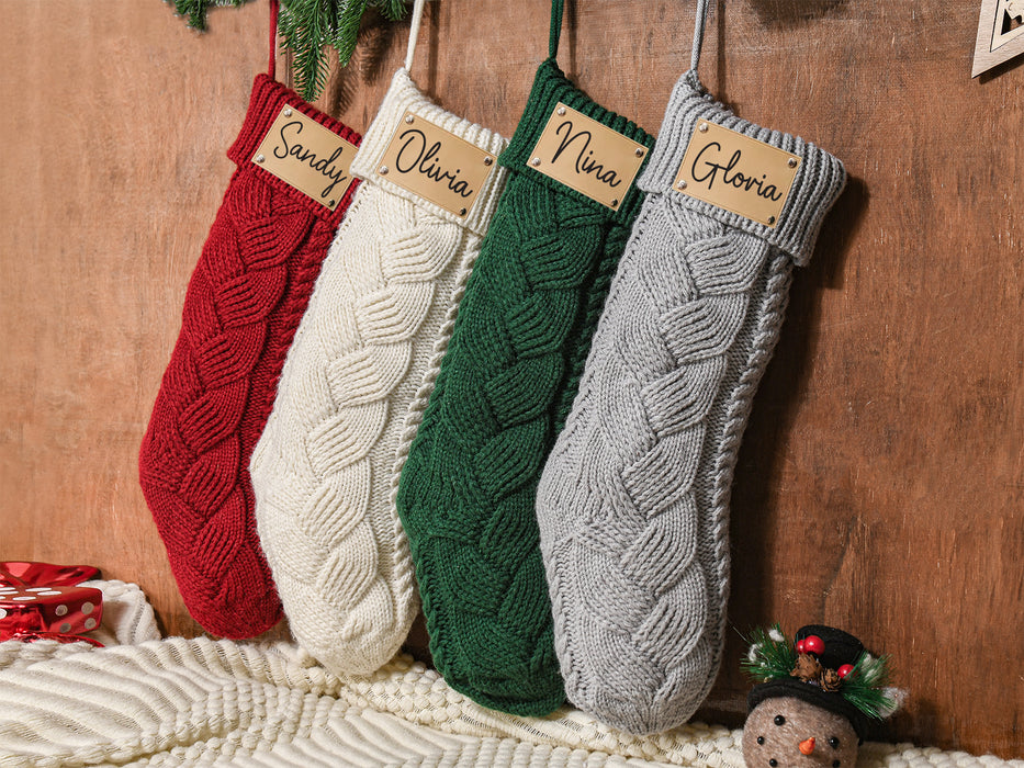 Cable Knit Personalized Christmas Stockings With Name