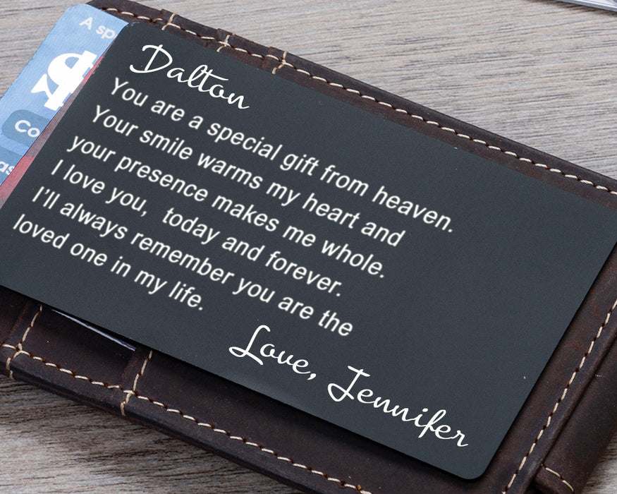 Personalized Metal Wallet Insert Card with Any Text