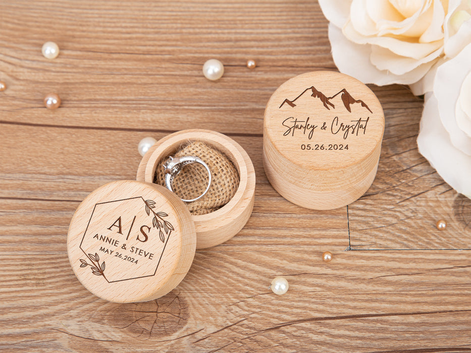 Engraved Wooden Ring Box For Wedding Ceremony - Personalized