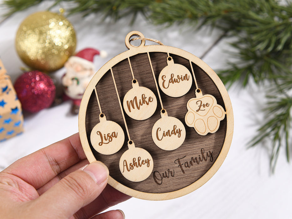 Personalized Family and Pet Ornament, People & Paw Print Christmas Gifts