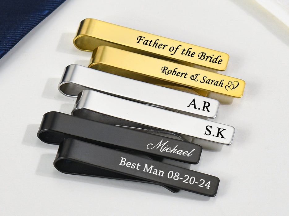 Custom Engraved Tie Clip, Personalized Gift for Groomsmen