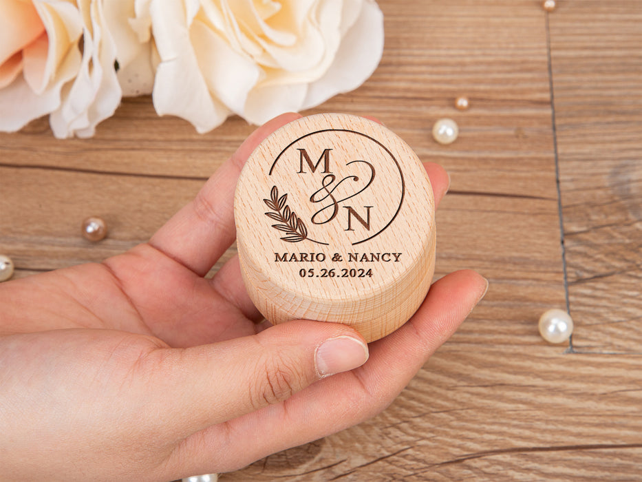 Engraved Wooden Ring Box For Wedding Ceremony - Personalized