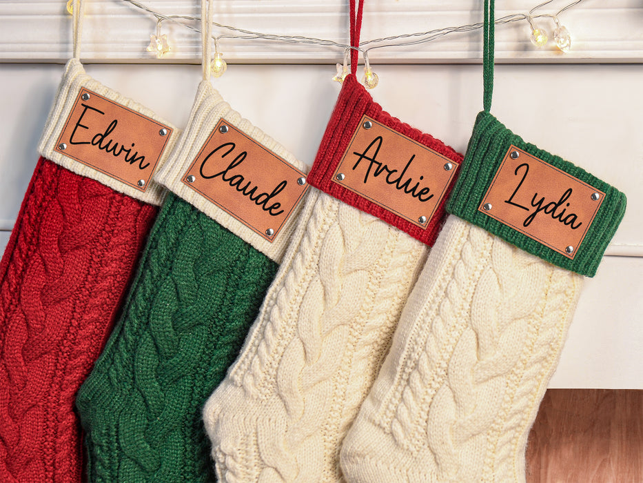 Cable Knit Personalized Christmas Stockings, Family Stocking with Name