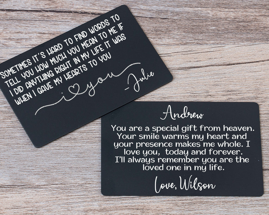 Personalized Metal Wallet Insert Card with Any Text