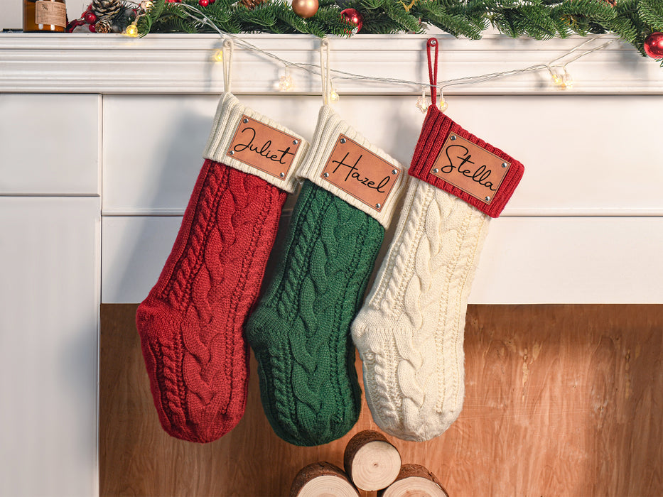 Cable Knit Personalized Christmas Stockings, Family Stocking with Name