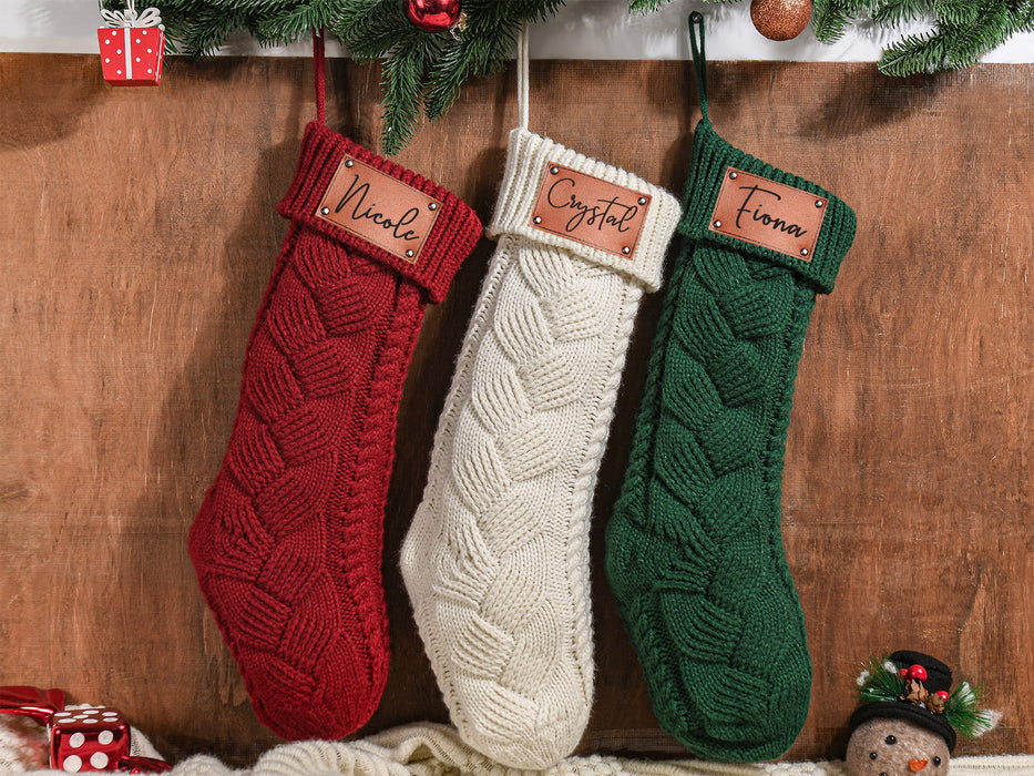 Cable Knit Personalized Christmas Stockings With Name