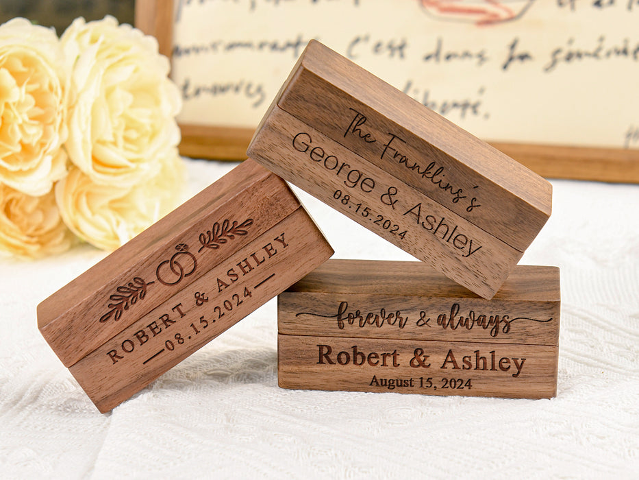 Personalized Wedding Ring Box,Slim Double Ring Holder