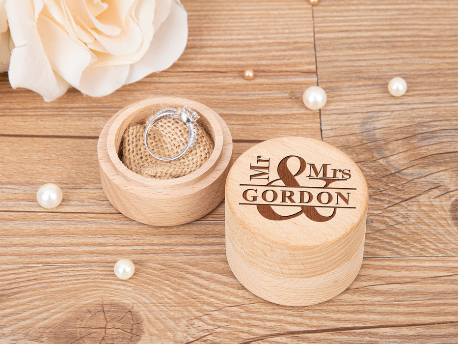 Engraved Wooden Ring Box For Wedding Ceremony - Personalized