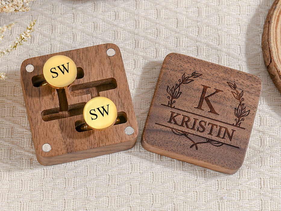 Engraved Groomsmen Cufflinks, Wedding Cufflinks & Tie Clip Set