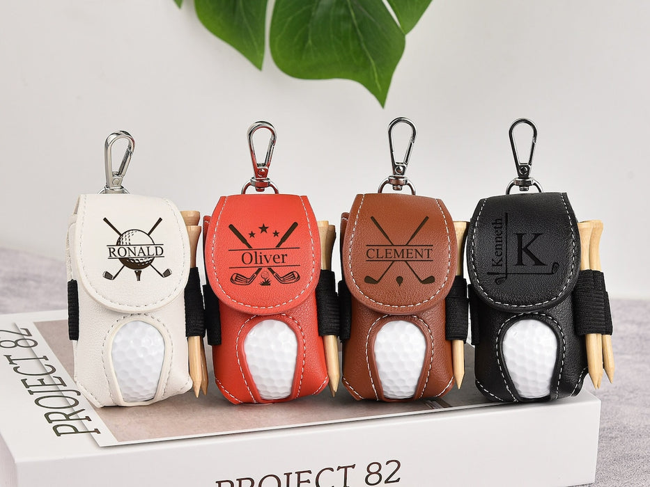 Personalized Golf Ball Bag, Mini Golf Ball Holder, Leather Golf Ball Bag, Stylish Pouch for Golf Balls, Tees Holder, Great Golf Gifts
