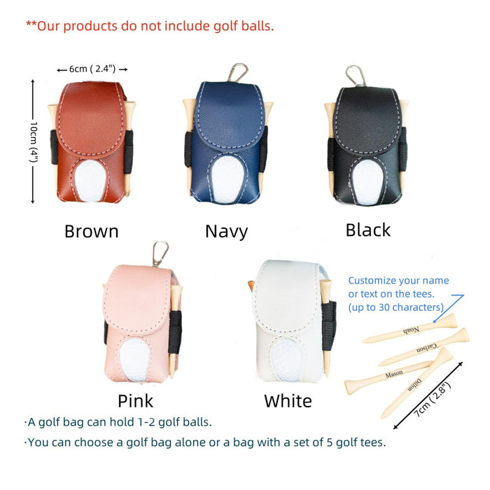 Personalized Golf Ball Bag, Mini Golf Ball Holder, Leather Golf Ball Bag, Stylish Pouch for Golf Balls, Tees Holder, Great Golf Gifts