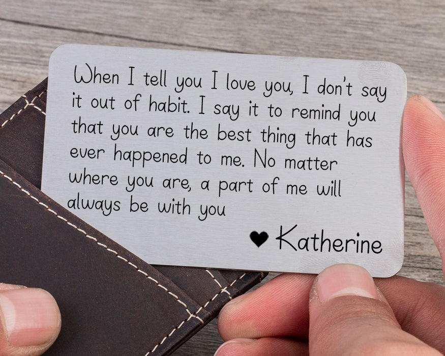 Personalized Metal Wallet Insert Card with Any Text