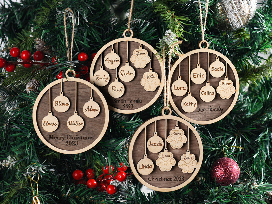 Personalized Family and Pet Ornament, People & Paw Print Christmas Gifts