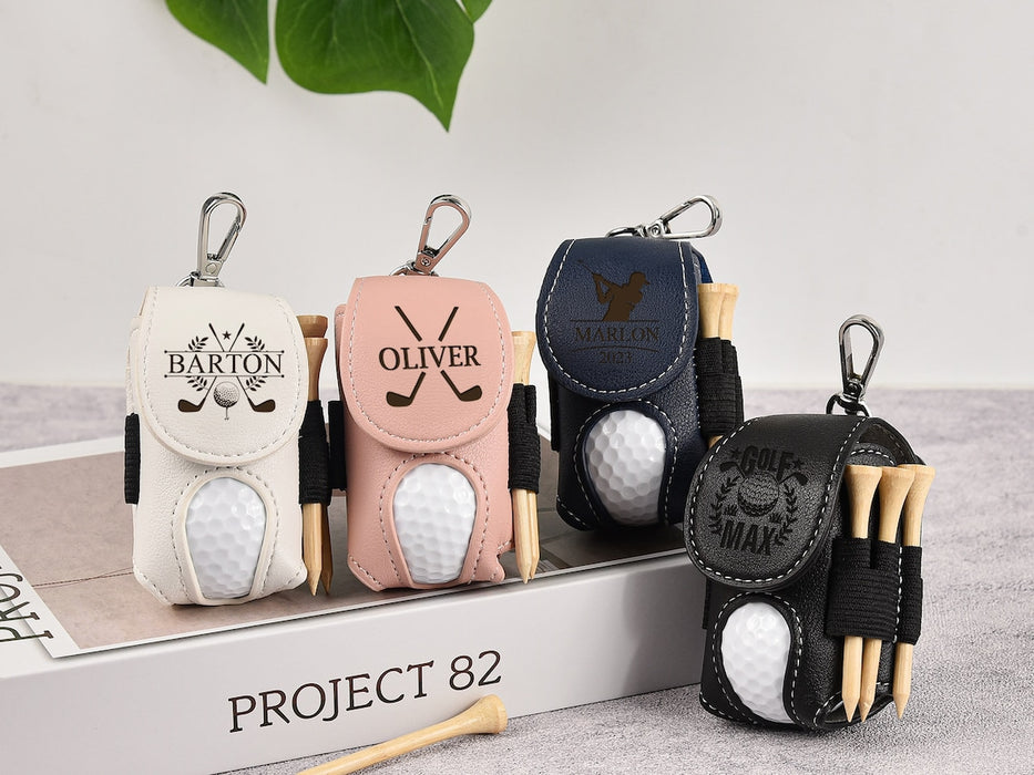 Personalized Golf Ball Bag, Mini Golf Ball Holder, Leather Golf Ball Bag, Stylish Pouch for Golf Balls, Tees Holder, Great Golf Gifts