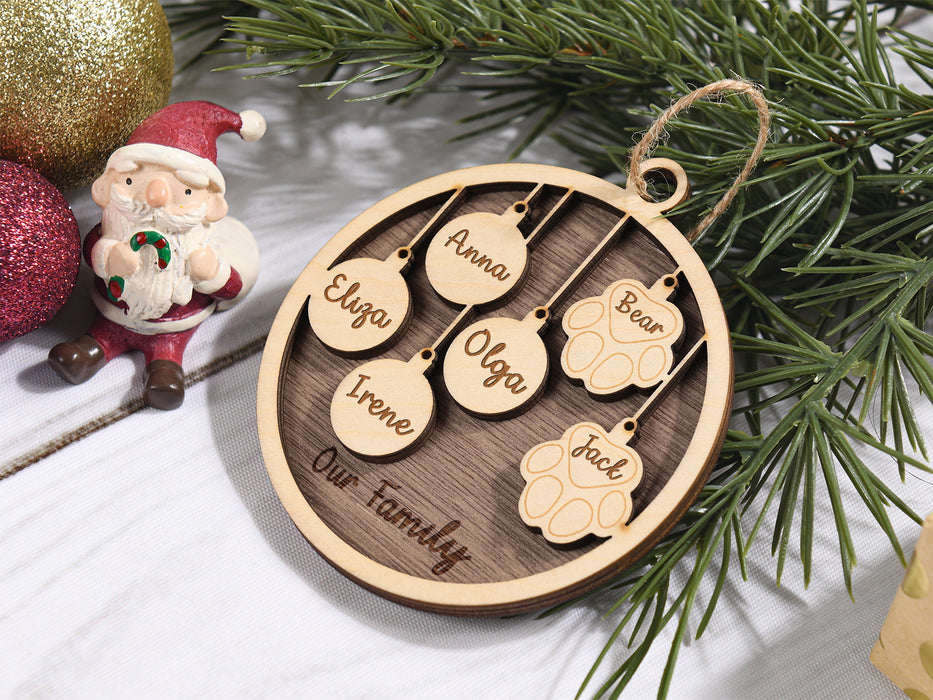 Personalized Family and Pet Ornament, People & Paw Print Christmas Gifts