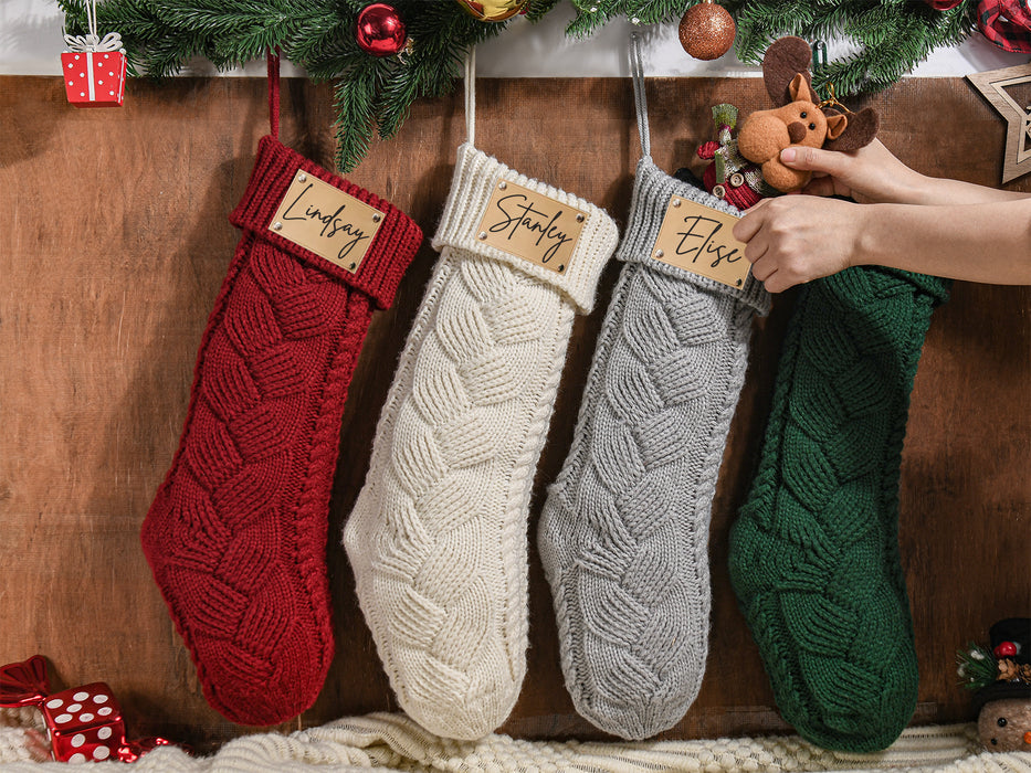 Cable Knit Personalized Christmas Stockings With Name