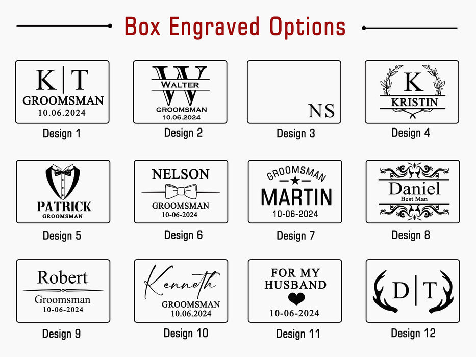 Engraved Groomsmen Cufflinks, Wedding Cufflinks & Tie Clip Set